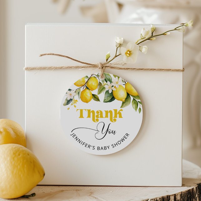Étiquettes Cadeau Citron baby shower méditerranéen merci (Créateur téléchargé)
