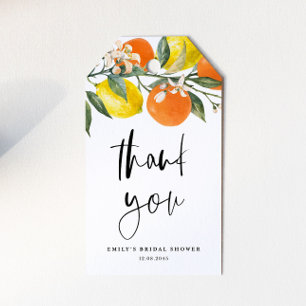 Étiquettes-cadeau Citron botanique et Merci de Fête des mariées oran