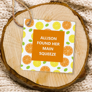 Étiquettes Cadeau Citron et Fête des mariées Mariage orange Squeeze