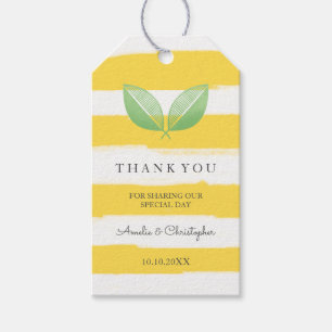 Étiquettes-cadeau Citron Feuille jaune et vert MERCI MARIAGE