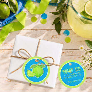 Étiquettes Cadeau Citron vert et coin avec du citrus bleu audacieux