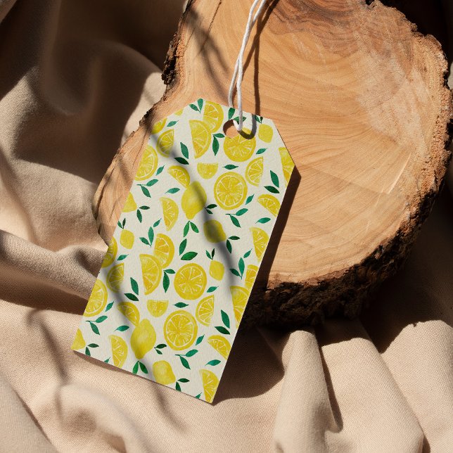 Étiquettes-cadeau citrons d'aquarelle - jaune et vert (Créateur téléchargé)