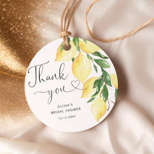 Étiquettes Cadeau Citrons et verdure Fête des mariées chic Merci