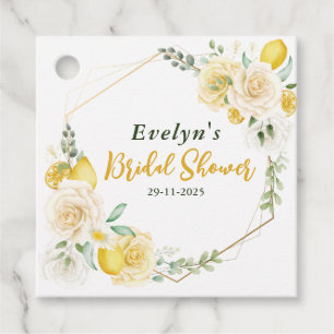 Étiquettes Cadeau citrons Eucalyptus Rose Remerciements pour une Bab