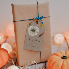 Étiquettes-cadeau Citrouille Automne Floral Monogramme Baby shower