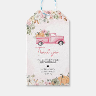 Étiquettes-cadeau Citrouille Automne Pink Truck Baby shower Favorise