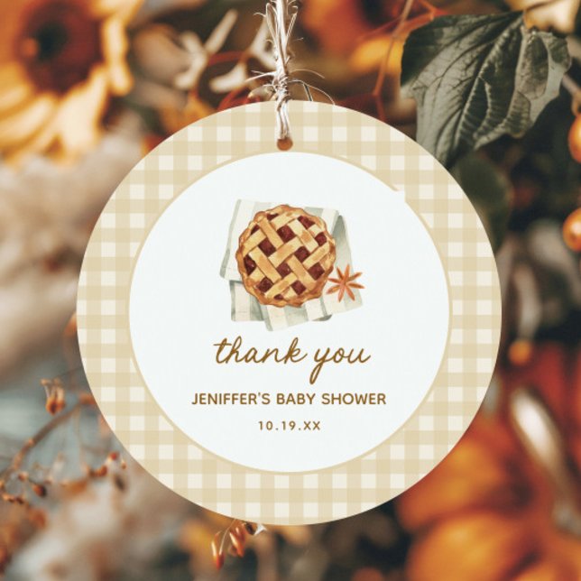 Étiquettes Cadeau Citrouille Baby shower à tarte Little Cutie Merci (Créateur téléchargé)
