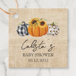 Étiquettes Cadeau Citrouille Burlap d'automne et Baby shower de tour