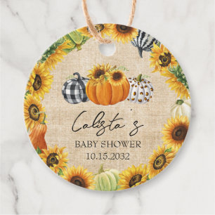 Étiquettes Cadeau Citrouille Burlap d'automne et Baby shower de tour