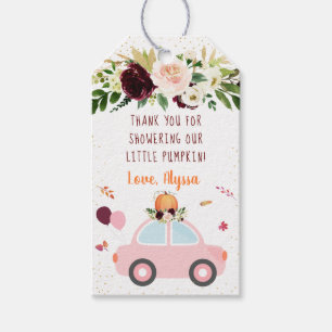 Étiquettes-cadeau Citrouille Conduite par Baby shower Merci