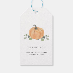 Étiquettes-cadeau Citrouille d'aquarelle automne
