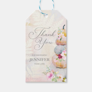 Étiquettes-cadeau Citrouille d'aquarelle automne Baby shower fille M