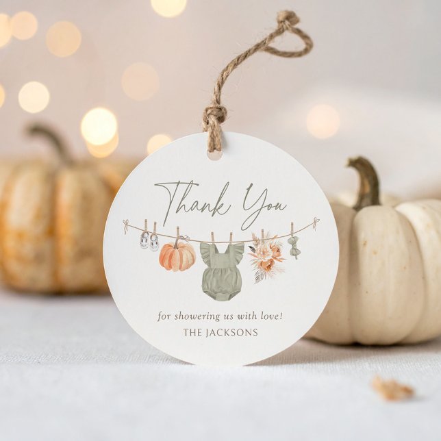 Étiquettes Cadeau Citrouille d'automne Baby shower de vêtements bébé (Créateur téléchargé)
