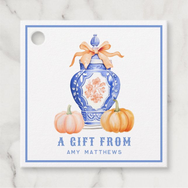 Étiquettes Cadeau Citrouille d'automne | Ginger Jar Personnalisé (Devant)