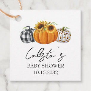 Étiquettes Cadeau Citrouille d'automne moderne et Baby shower de tou