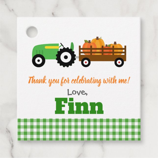 Étiquettes Cadeau Citrouille de camion citrouille Patch - Tracteur v (Devant)