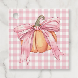 Étiquettes Cadeau Citrouille de ruban rose En vichy, Citrouille Coqu