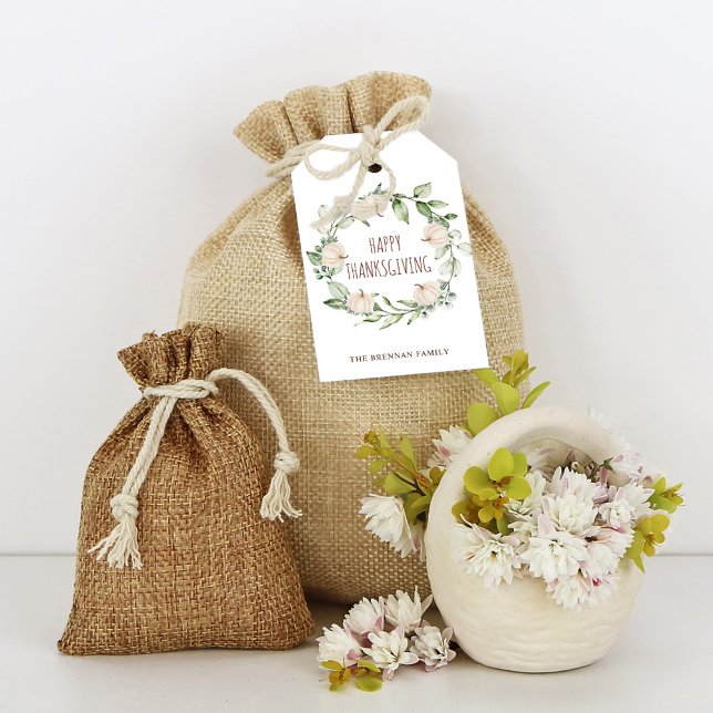 Étiquettes-cadeau Citrouille de Thanksgiving automne verdure Eucalyp (Thanksgiving Pumpkin Fall Greenery Eucalyptus Gift Tags)