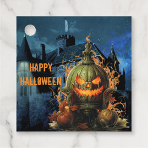 Étiquettes Cadeau Citrouille ensorcelée et manoir Halloween