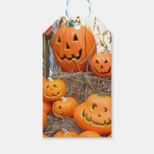 Étiquettes-cadeau Citrouille halloween Jack-o'-lantern orange citrou