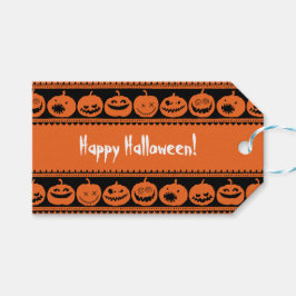 Étiquettes-cadeau Citrouille Happy Halloween Jack-o'-lantern Motif