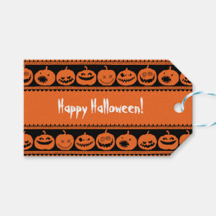 Étiquettes-cadeau Citrouille Happy Halloween Jack-o'-lantern Motif