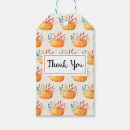 Étiquettes-cadeau Citrouille Motif Merci orange mignon