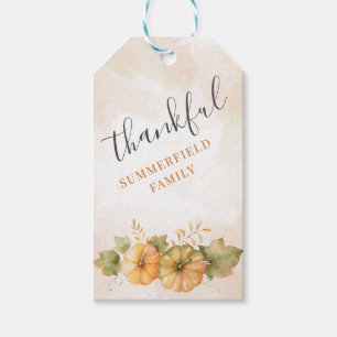 Étiquettes-cadeau Citrouille Remerciements Famille Chute Thanksgivin