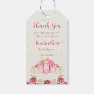 Étiquettes-cadeau Citrouille rose Avec Burgundy Floral Faver Tags