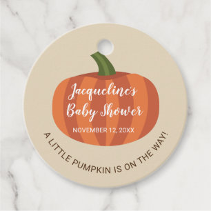 Étiquettes Cadeau Citrouille rustique sur le chemin Baby shower d'au