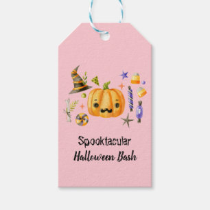 Étiquettes-cadeau Citrouille Spooktacular Halloween Bash Party rose