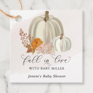 Étiquettes Cadeau Citrouilles blancs tomber dans l'amour Baby shower