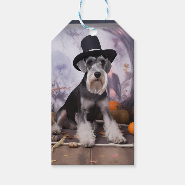 Étiquettes-cadeau Citrouilles de Schnauzer miniature Halloween (Devant)
