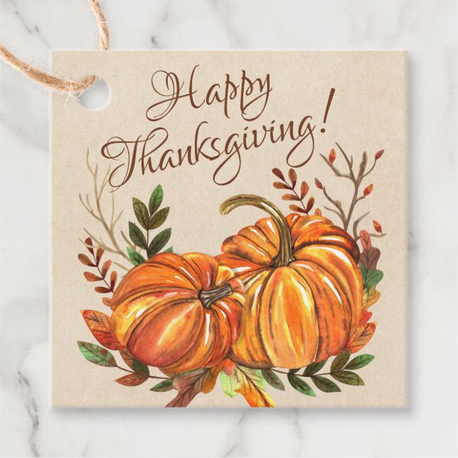 Étiquettes Cadeau Citrouilles de Thanksgiving (Devant)