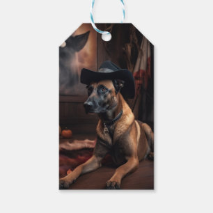 Étiquettes-cadeau Citrouilles Malinois Belges Halloween Épouvantable
