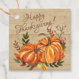 Étiquettes Cadeau Citrouilles rustiques de Thanksgiving