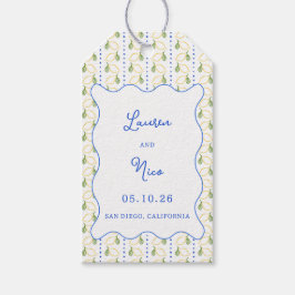 Étiquettes-cadeau Citrus Citrus bleu et jaune Mariage méditerranéen