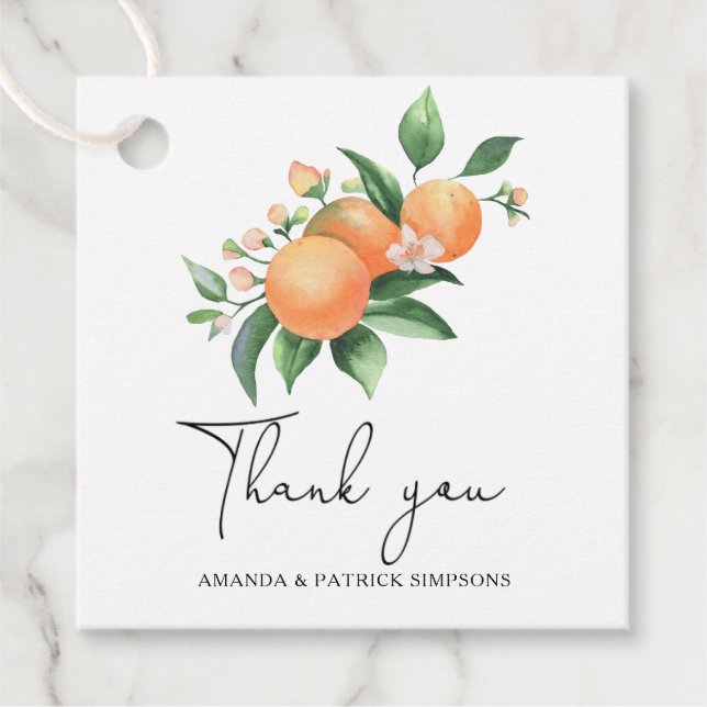 Étiquettes Cadeau Citrus - Merci Mariage (Devant)