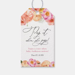 Étiquettes-cadeau Citrus rose Pop quand elle Pop Baby Douche