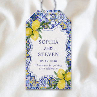 Étiquettes-cadeau Citrus & Tile Mediterranean Wedding Celebration