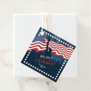 Étiquettes Cadeau City Skyline Independence Day Celebration ID658