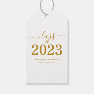 Étiquettes-cadeau Classe de 2023 Gold Script Graduation