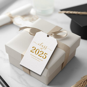 Étiquettes-cadeau Classe de 2025 Gold Script Graduation