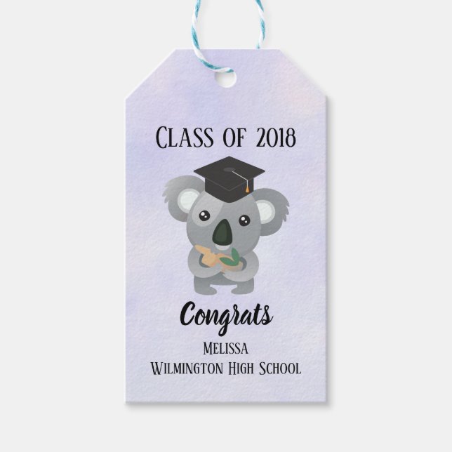 Étiquettes-cadeau Classe de 20xx Cute Koala Ours dans la casquette d (Devant)