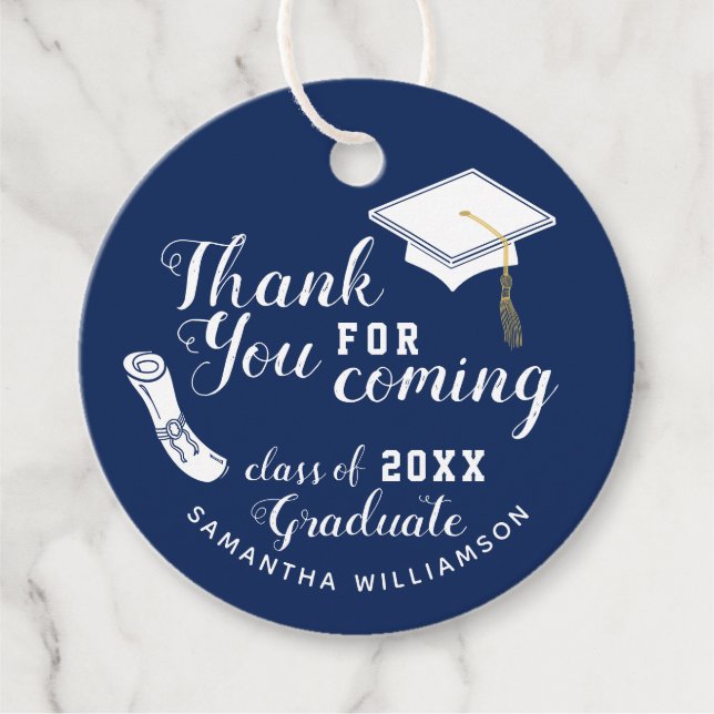 Étiquettes Cadeau Classe de Merci bleu et blanc 2025 (Devant)