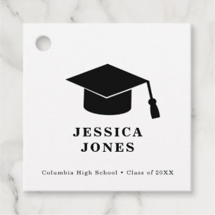 Étiquettes Cadeau Classe de plafond de graduation classique noir et 