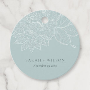 Étiquettes Cadeau Classé élégant Mariage Bleu Paisley Dusky