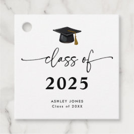Étiquettes Cadeau Classe moderne de 2025 Black Script Graduation