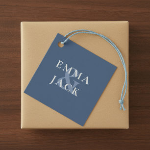 Étiquettes Cadeau Classic Blue Elegant Serif Font ampersand moderne