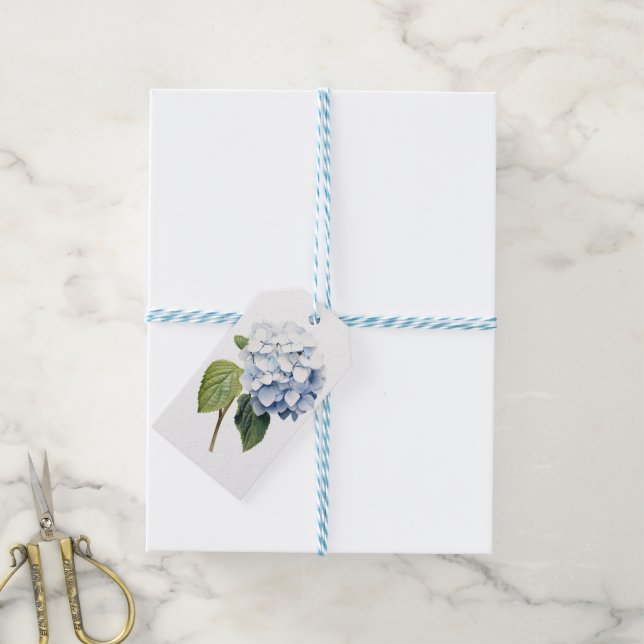 Étiquettes-cadeau Classic Blue Hydrangea Personnalisé (Avec de laficelle)